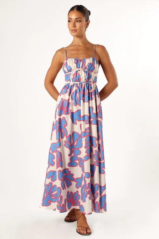 Women's Summer Sexy Backless Floral Slip Dress Dresses