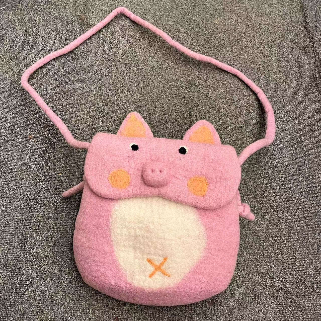 Wool Felt Cute Cartoon Funny Rabbit Fox Crossbody Bags