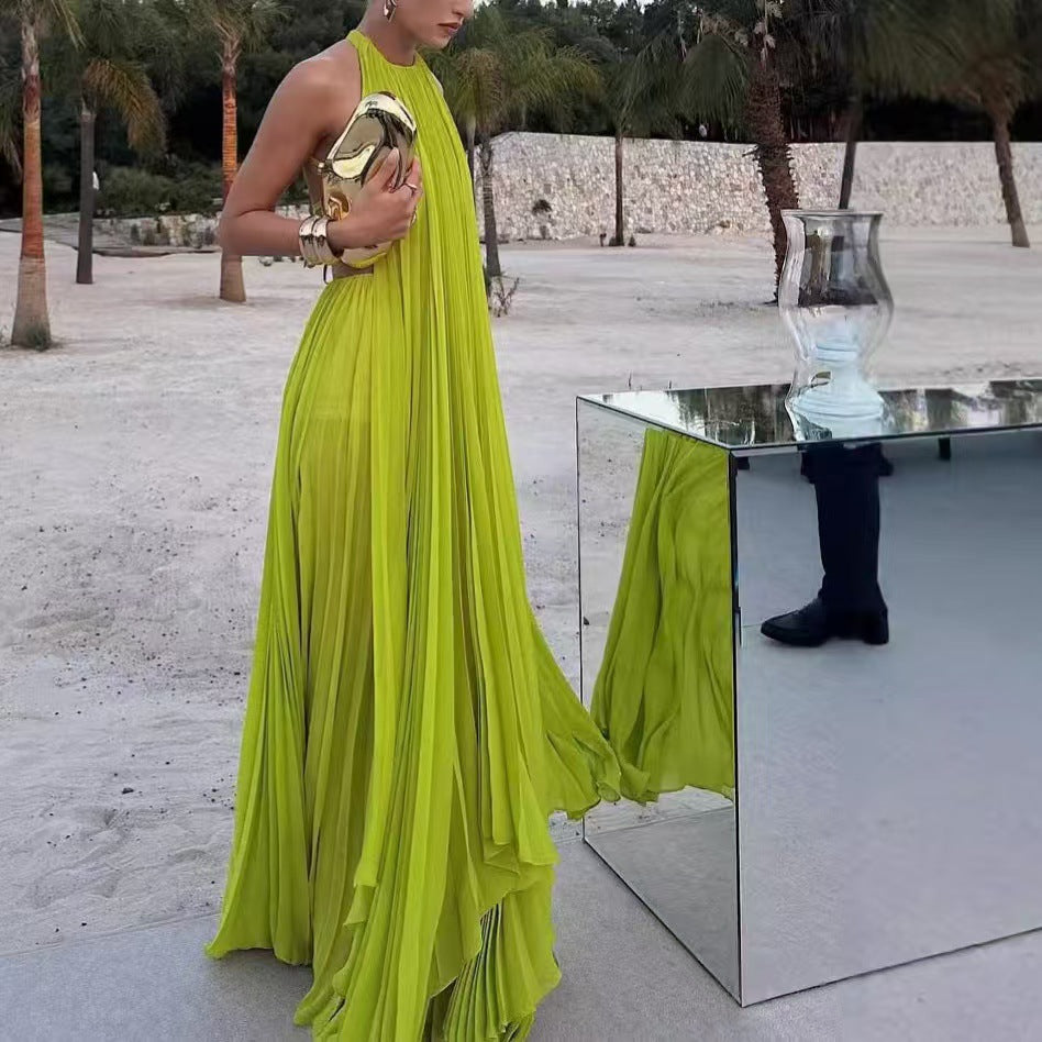 Women's Neck Sleeveless Sexy Backless Beach Maxi Dresses