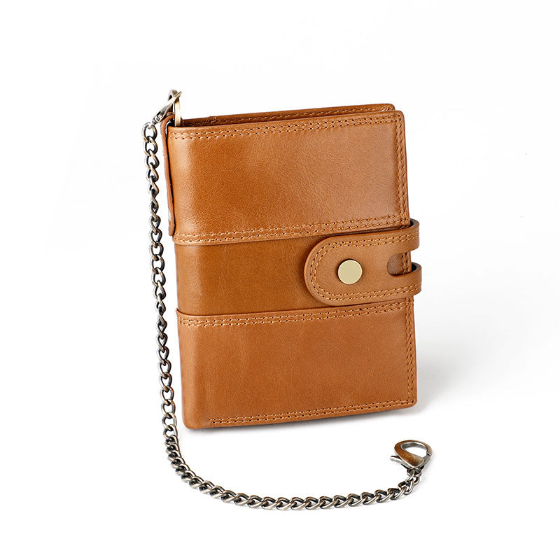 Men's First Layer Cowhide Swiping Slots Leather Men's Wallets