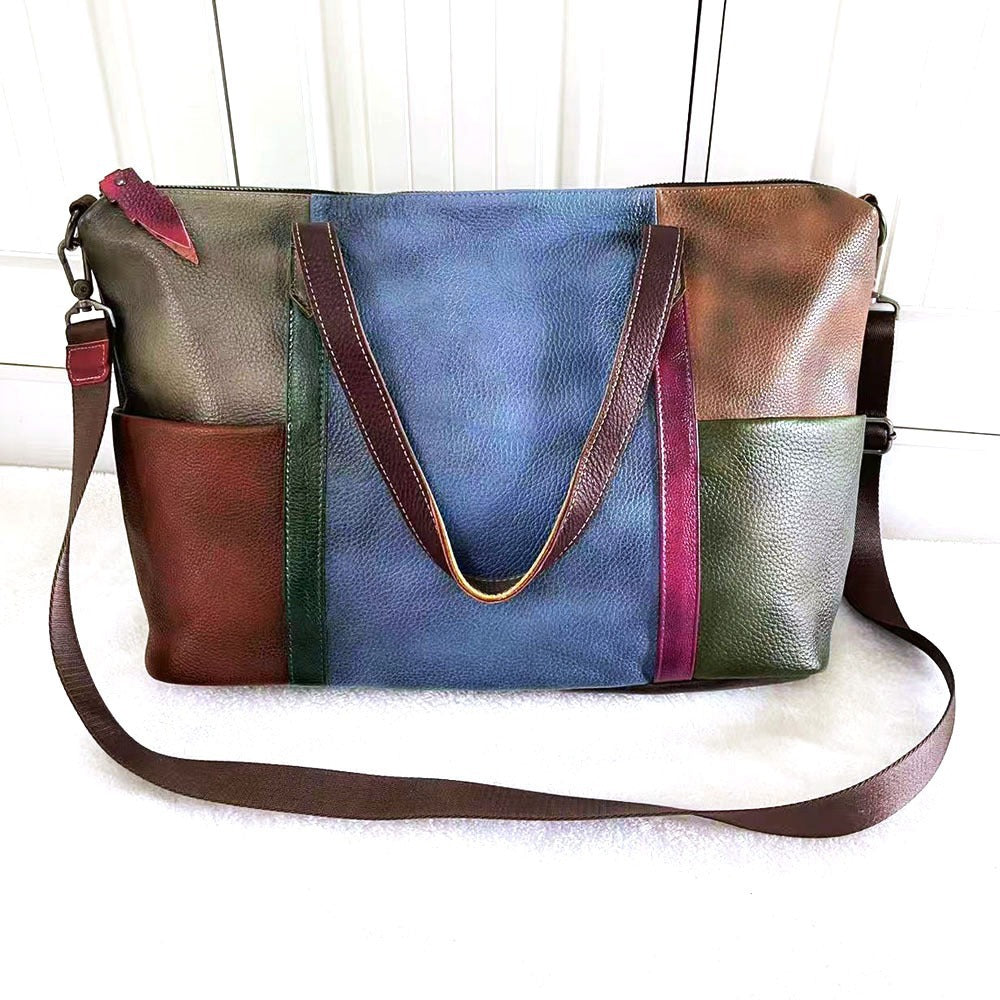 Women's Rub Colored Cowhide Large Capacity Leather Women's Messenger Bag