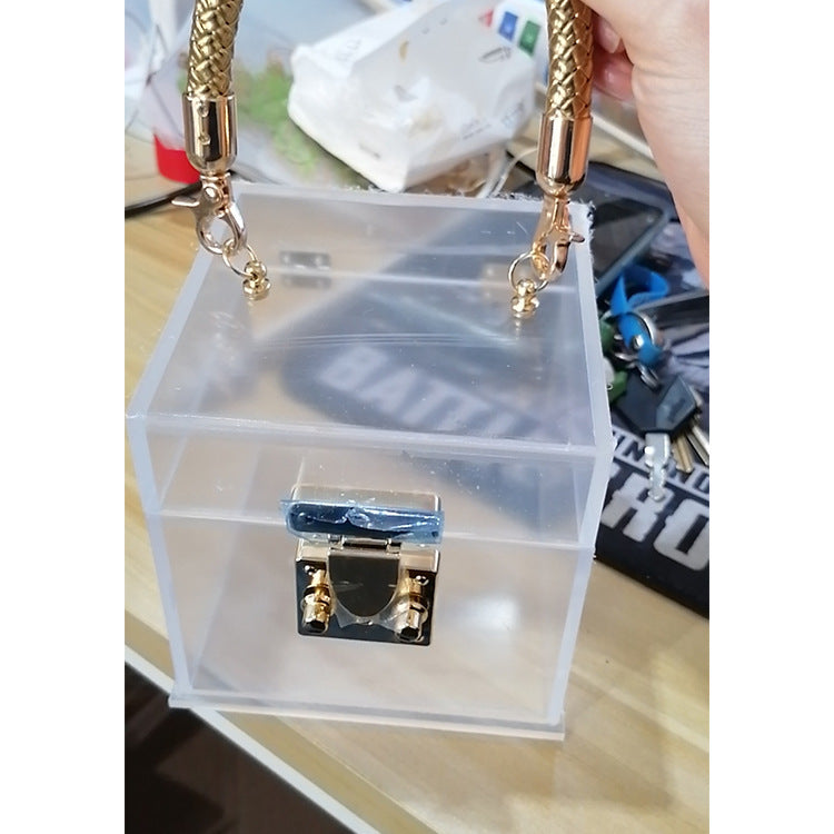 Women's Trendy Acrylic Transparent Bride Gift Box Practical Handbags