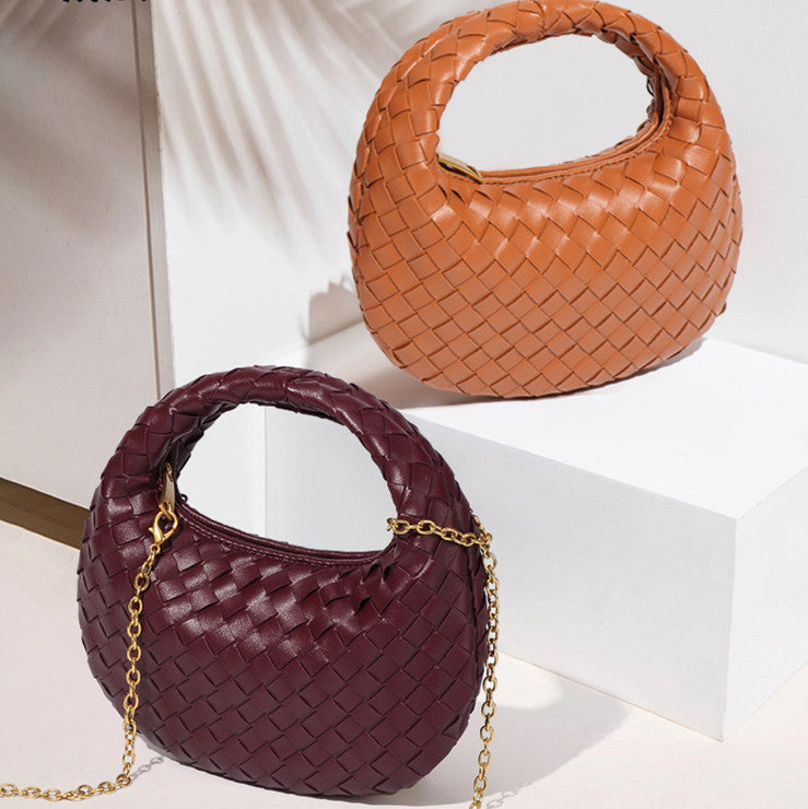 Women's Mini Cute Dumpling Macaron Woven Pouch Crossbody Bags