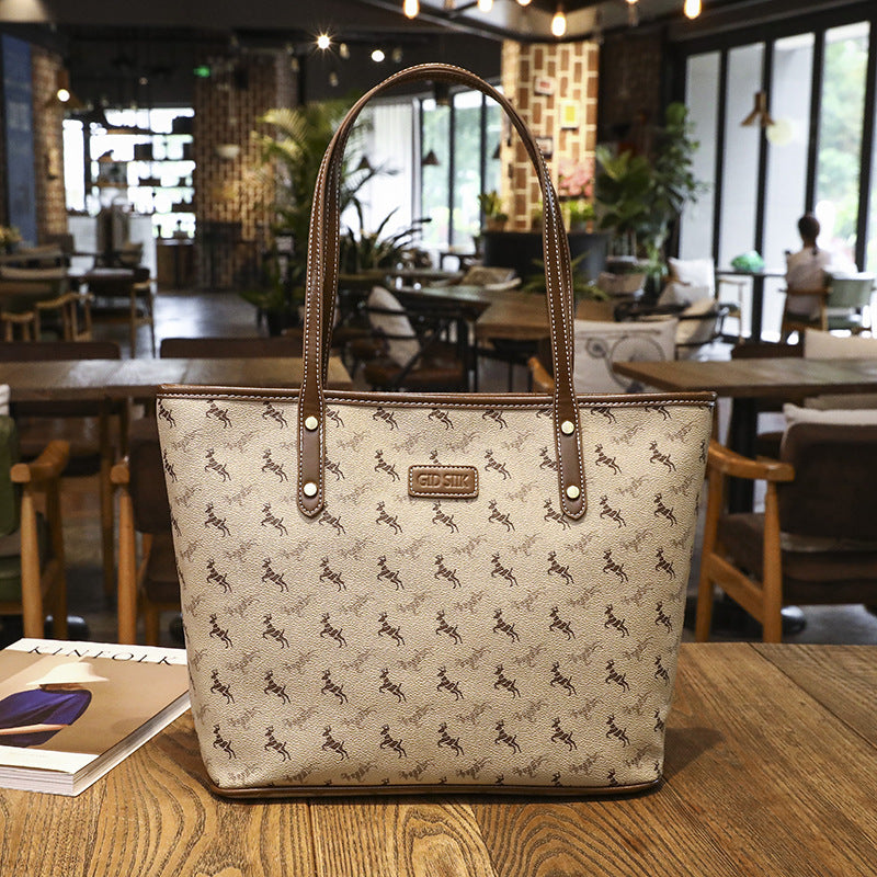 Women's Summer Large Capacity Fashion Printed Pony Shoulder Bags