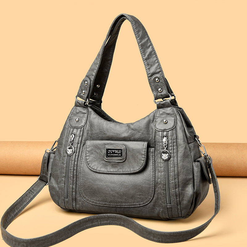 Women's Retro Soft Leather Motorcycle Trendy Quality Handbags