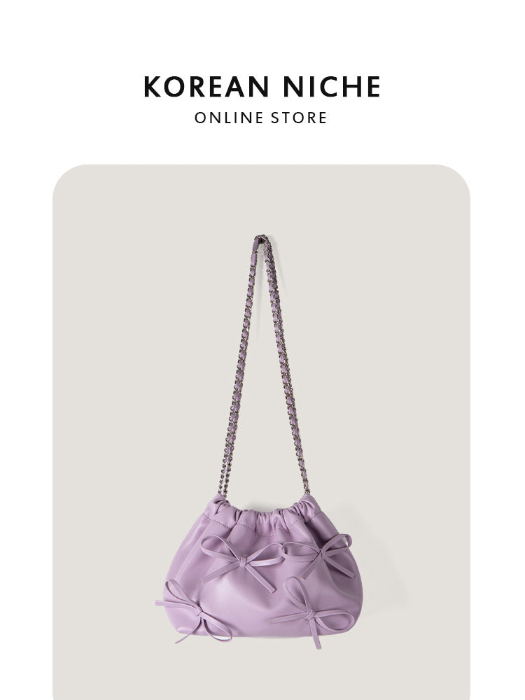 Women's Niche Chain Bow Soft Leather Spring Crossbody Bags