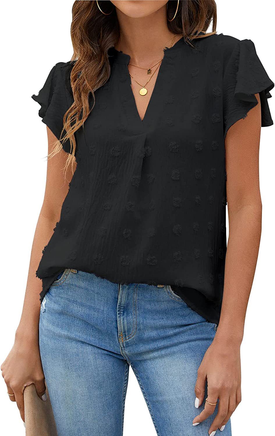 Women's Shirt Ruffled Elegant Chiffon Summer Blouses