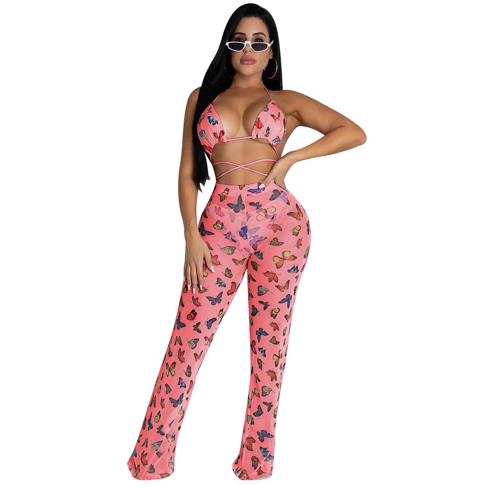 Women's Summer Hollow Bikini Flounced Two-piece Set Suits