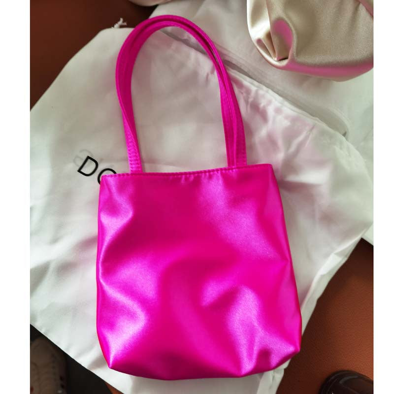 Women's Satin Color Matching Chessboard Plaid Underarm Armpit Bags