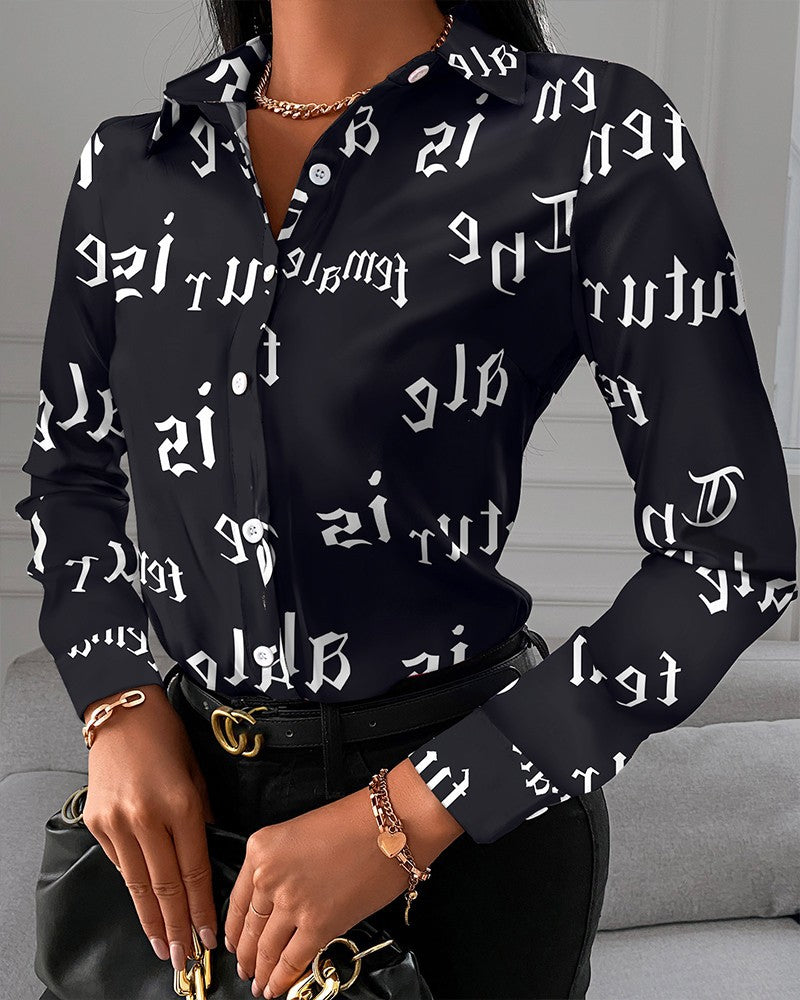 Women's Shirt Long Sleeve Geometric Print Temperament Blouses