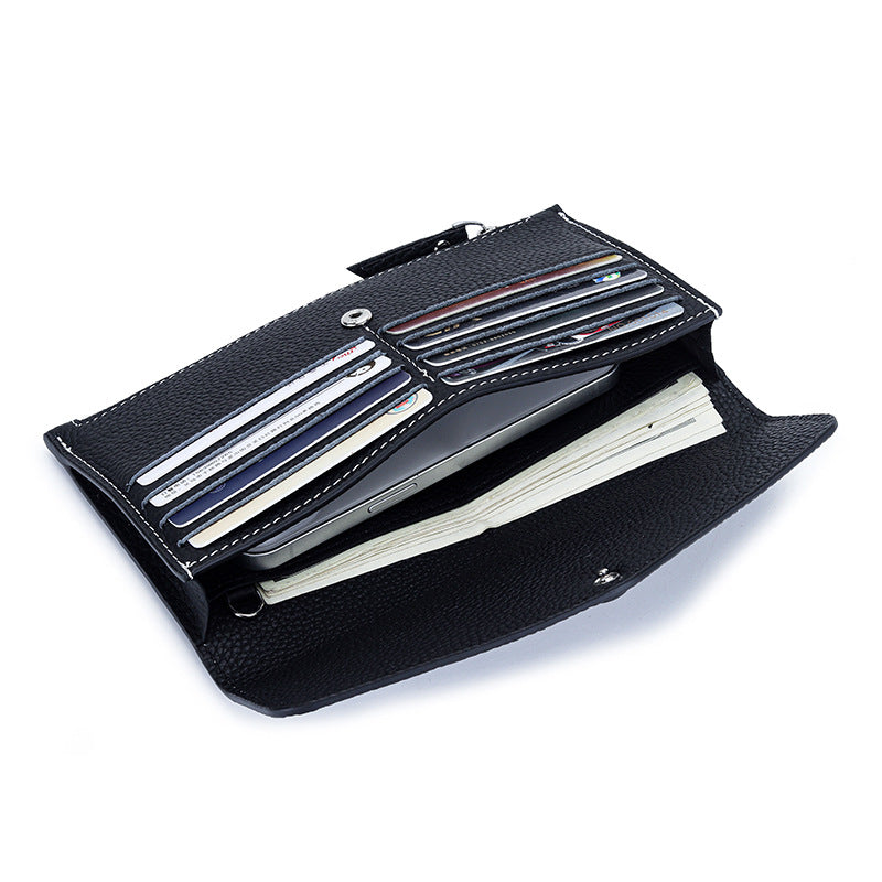 Women's Long Mobile Integrated Clutch Genuine Leather Ladies Wallets