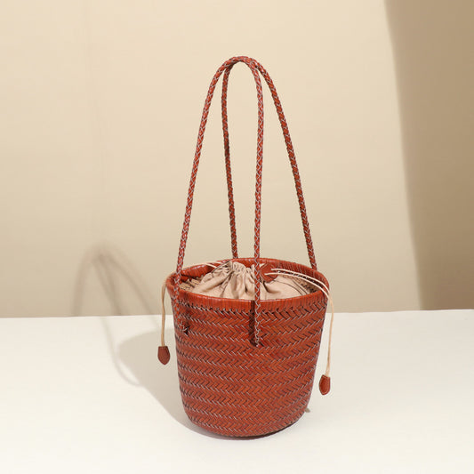 Women's Leather First Layer Cowhide Vegetable Basket Bags