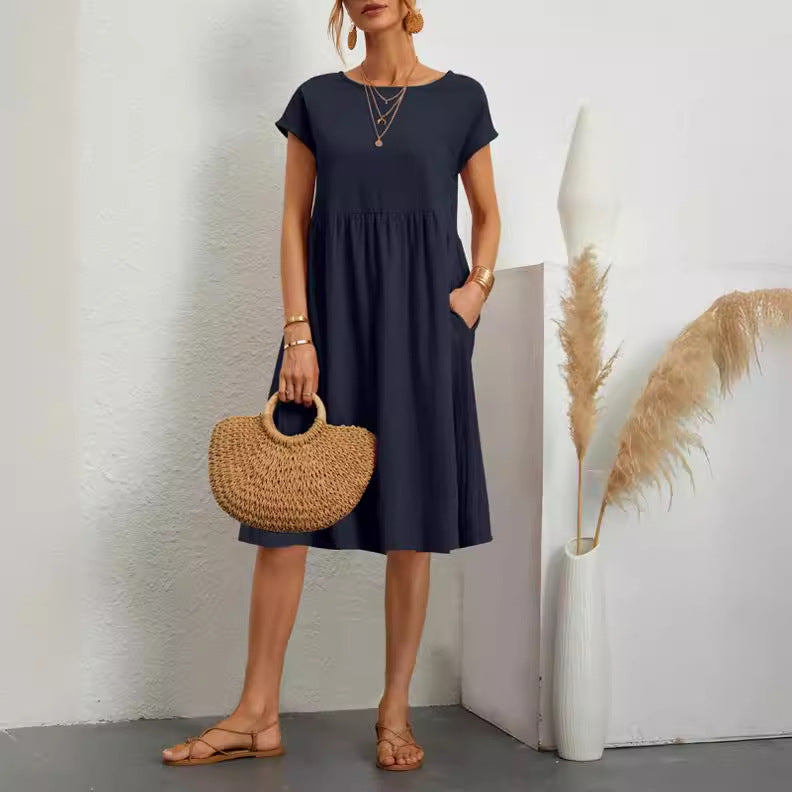 Women's Summer Elegant Dress Cotton Linen A- Dresses