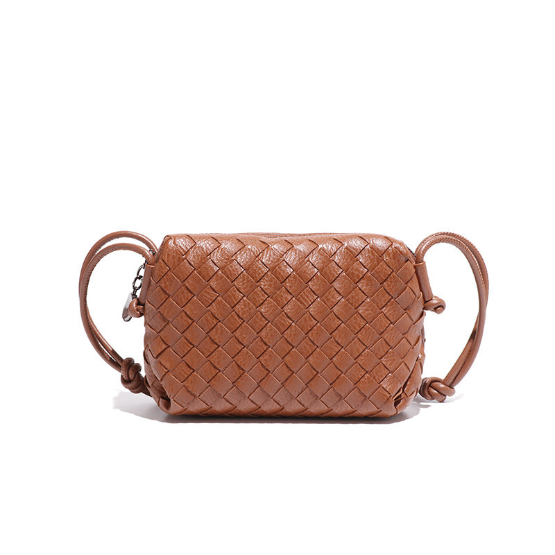 Women's Simple Handmade Woven Solid Color High-grade Small Square Bags