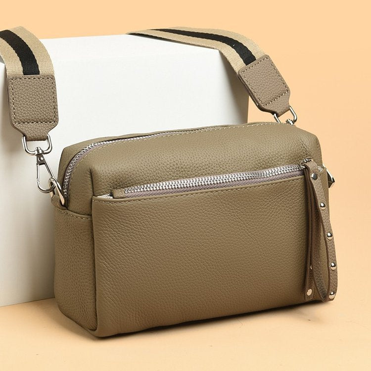 Women's Lychee Pattern Cowhide Simple Trendy Soft Shoulder Bags