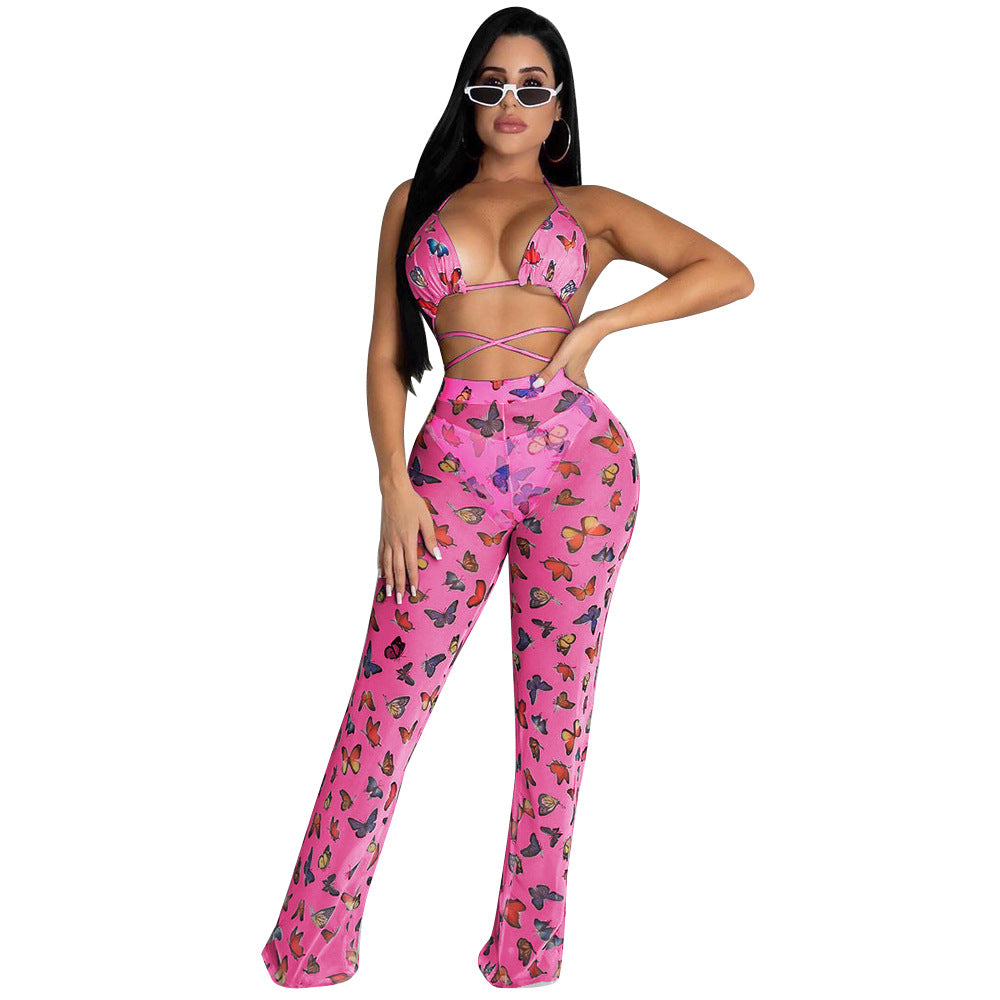 Women's Summer Hollow Bikini Flounced Two-piece Set Suits