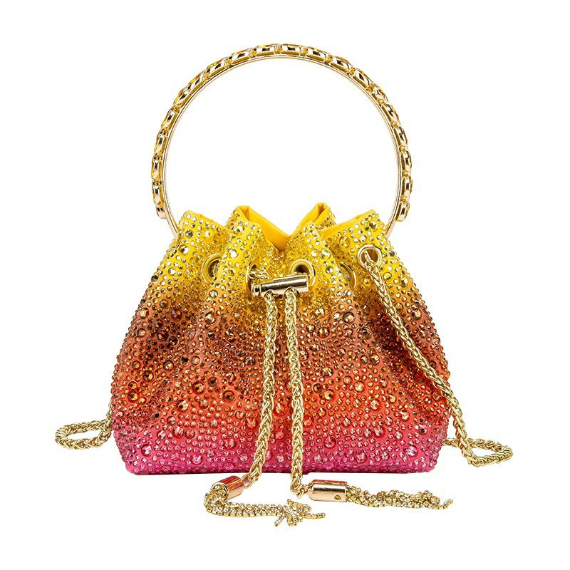 Women's Volcanic Rock Colorful Drawstring Rhinestone Handbags