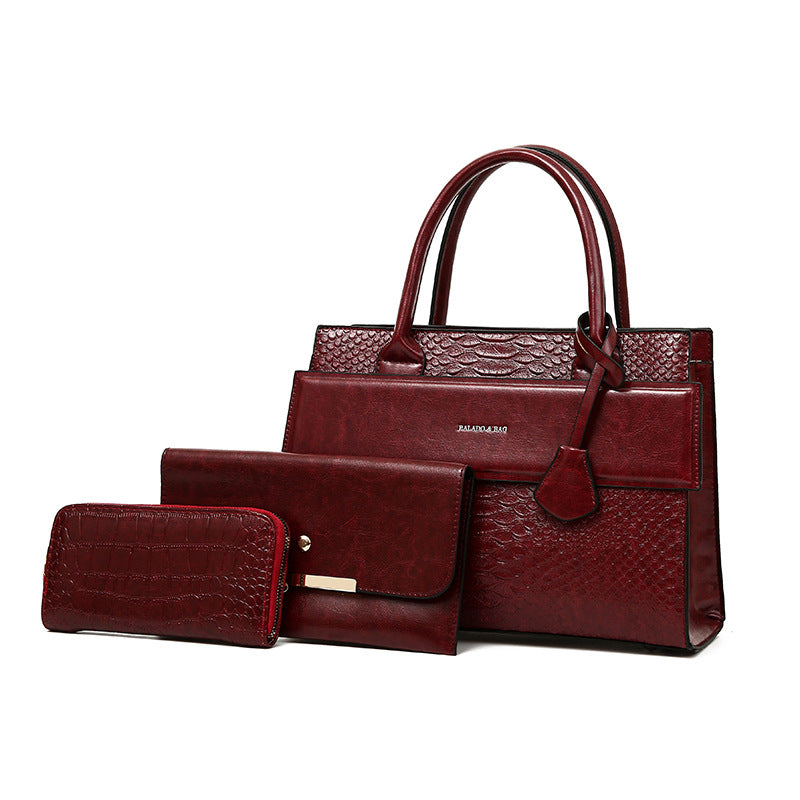 Women's Urban Simple Crocodile Pattern Embossed Portable Handbags
