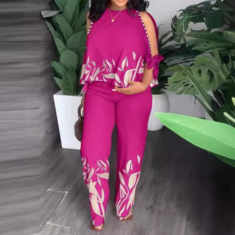 Women's Neck Raglan Half Sleeve Beaded Positioning Suits