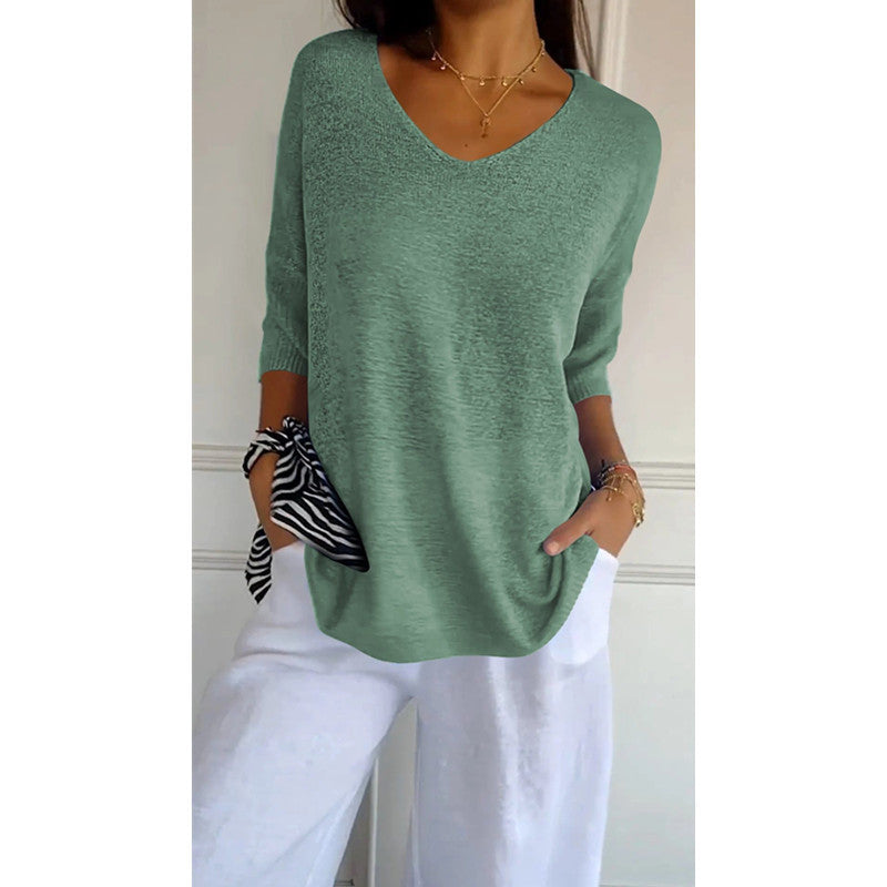 Women's Basic Style Slimming Sleeve Solid Color Sweaters