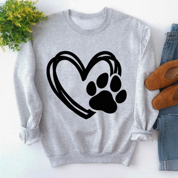 Pullover Round Neck Simple Long Sleeve Printed Sweaters