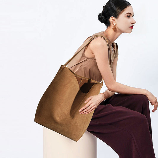 Women's Minority Portable Solid Color Commute Large Bucket Bags