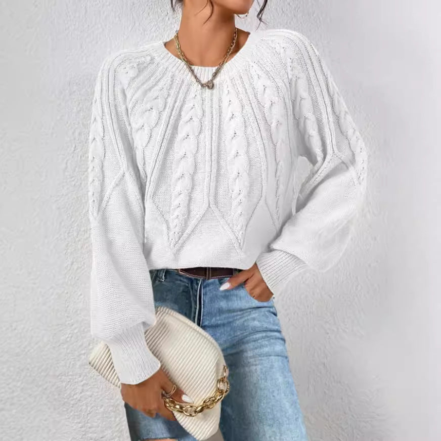 Women's Pullover Round Neck Knitted Long Sleeve Sweaters