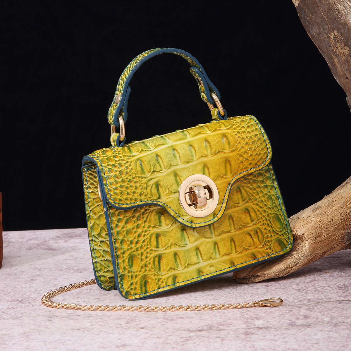 Women's Portable Retro Brahmin Crocodile Pattern Crossbody Bags