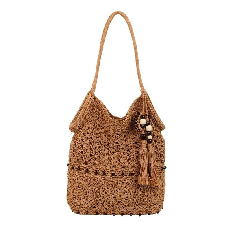 Women's Urban Simple Solid Color Hollow Beaded Shoulder Bags