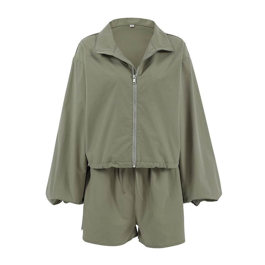 Women's Fashion Gray Sports Trench Spring Baggy Suits