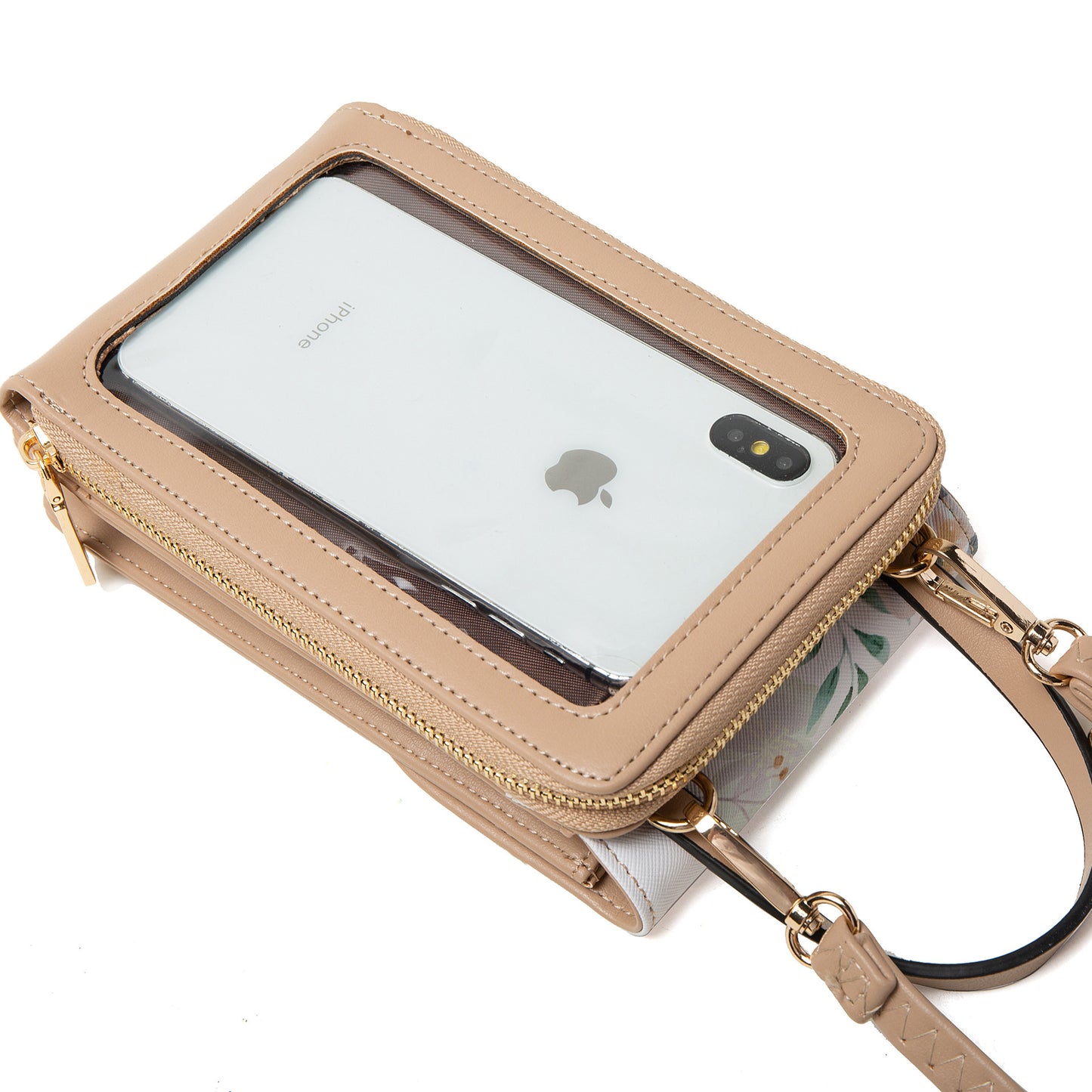 Women's Po Touch Screen Korean Printed Flip Vertical Zipper Phone Bags