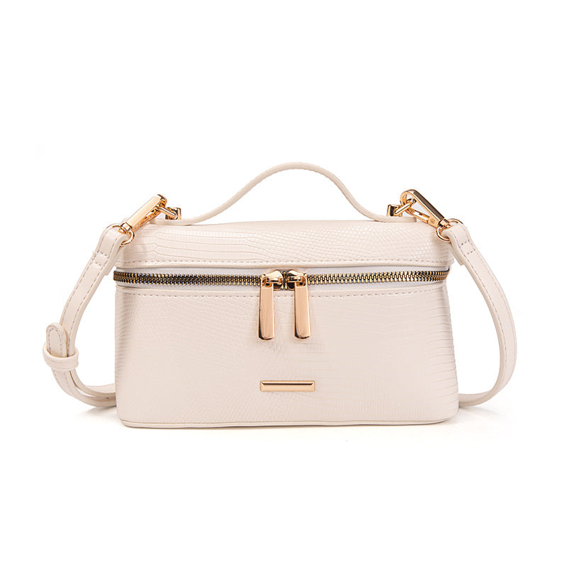 Women's High Quality Stone Pattern Box Double Pull Head Crossbody Bags