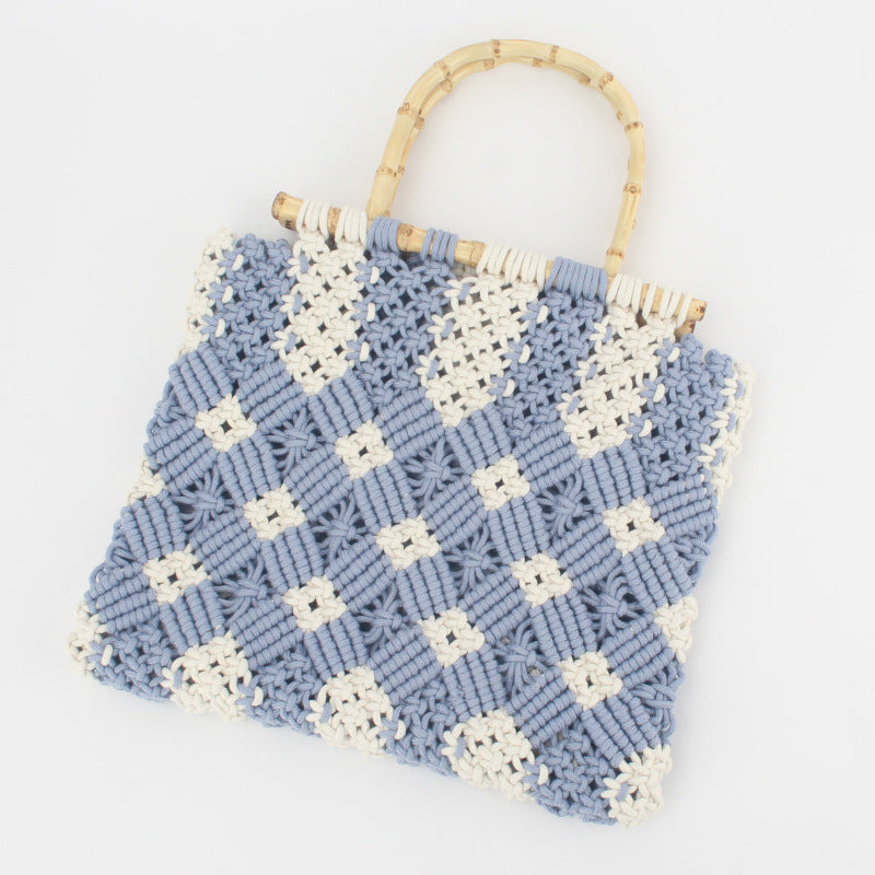 Women's Woven Trendy Mori Style Bamboo Worker Cotton Handbags