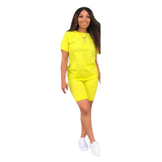 Color Model Solid Sports Casual Two-piece Suits
