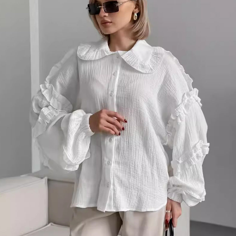 French Style Design Lace Lantern Sleeve Blouses