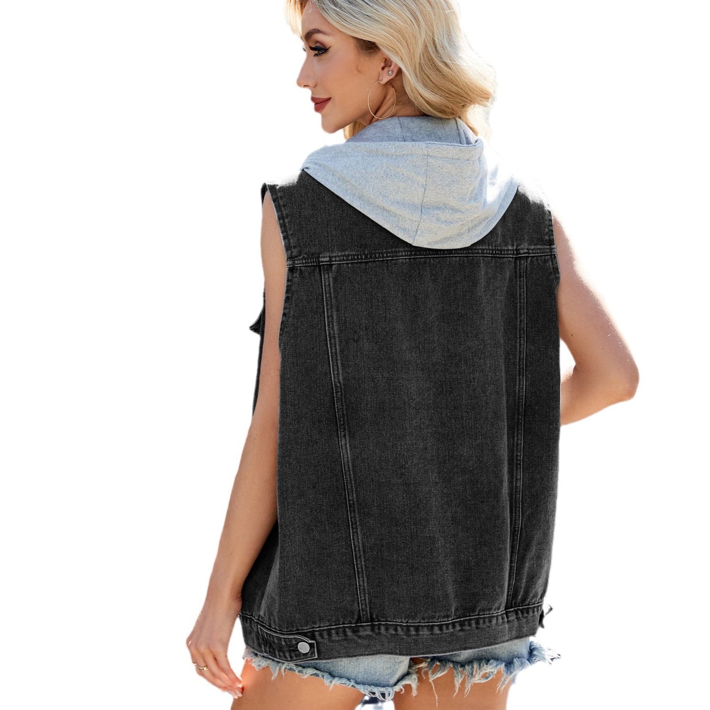Women's Washed Fashion Casual Denim Waistcoat Vests