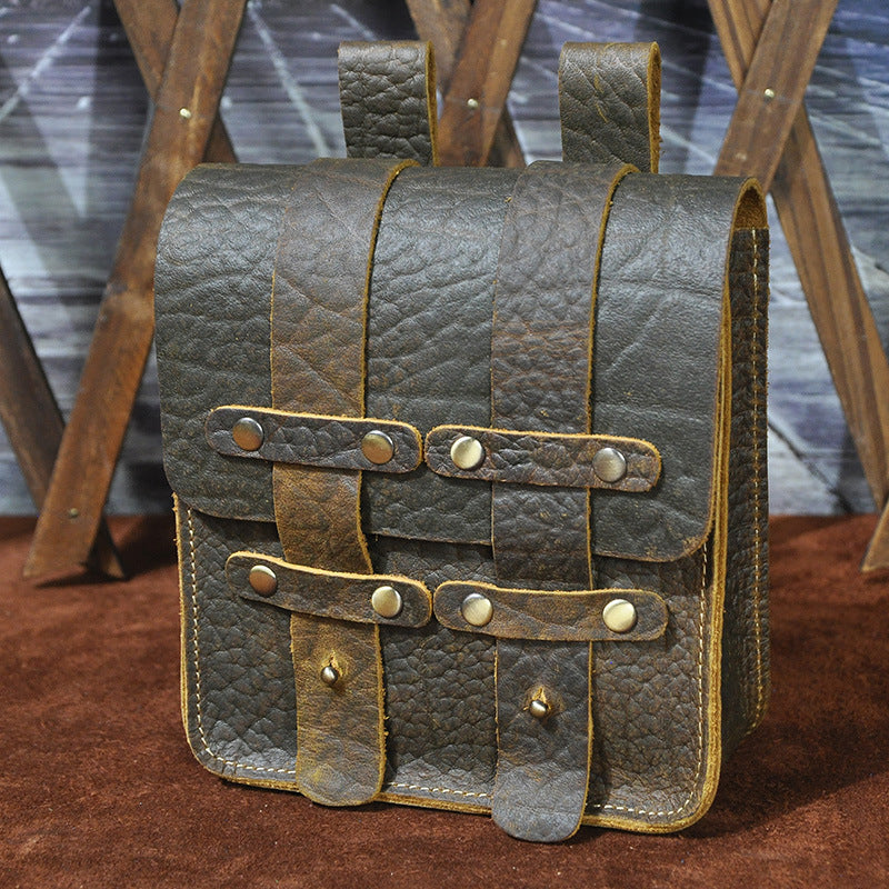 Men's Top Layer Crazy Horse Skin Cowhide Trendy Men's Chest Bags
