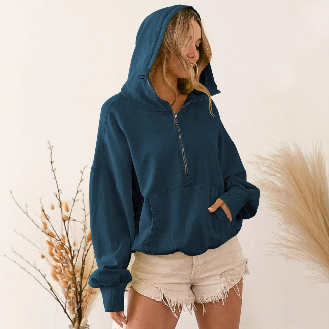 Women's Hooded Tide Sports Hoodie Zipper Drawstring Sweaters