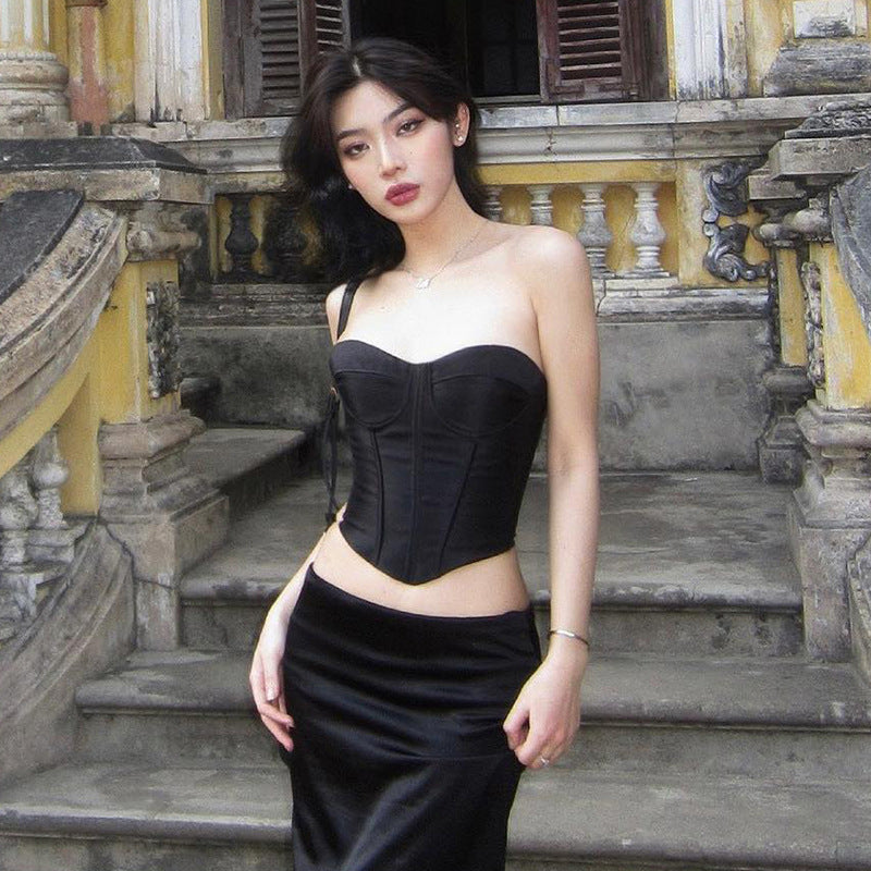 Satin Waist Female Niche Summer Fashion Tops