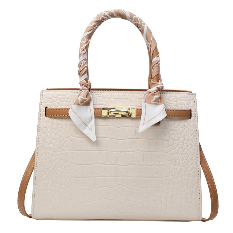 Women's Spring Stone Pattern Solid Color Simple Retro Handbags