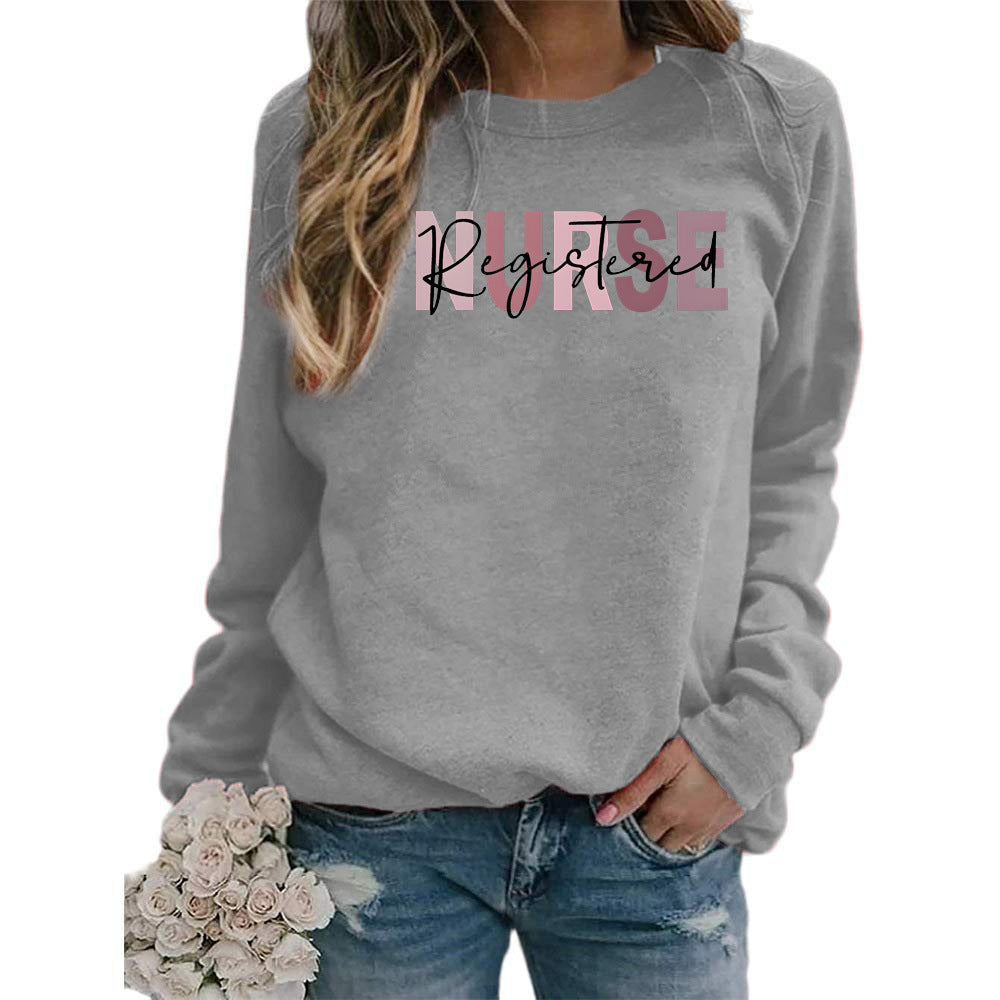 Women's Printed Round Neck Versatile Casual Loose Sweaters