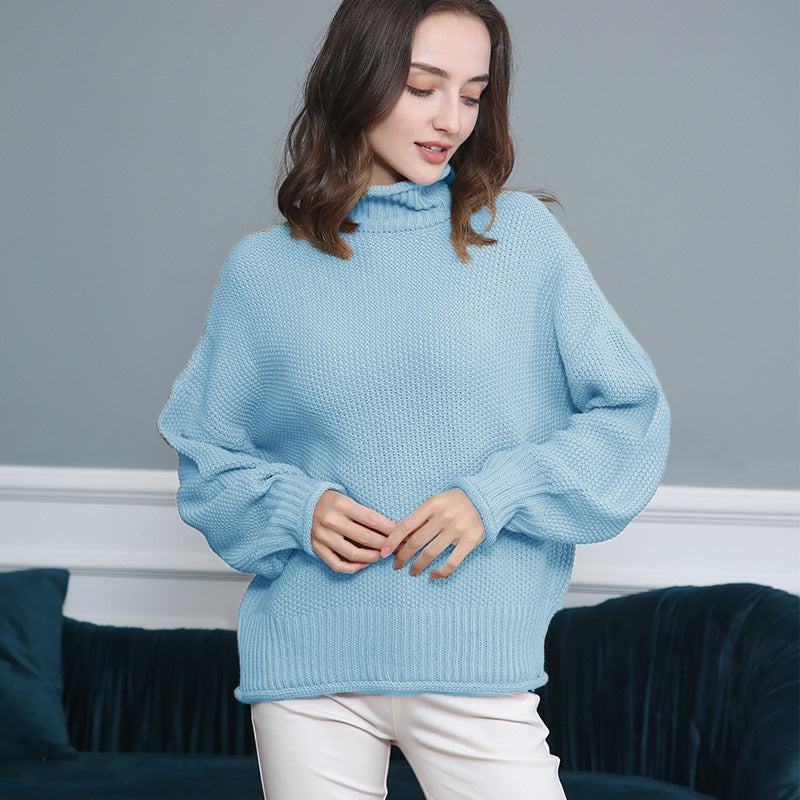 Women's Fashion Casual Long Sleeve Turtleneck Solid Sweaters