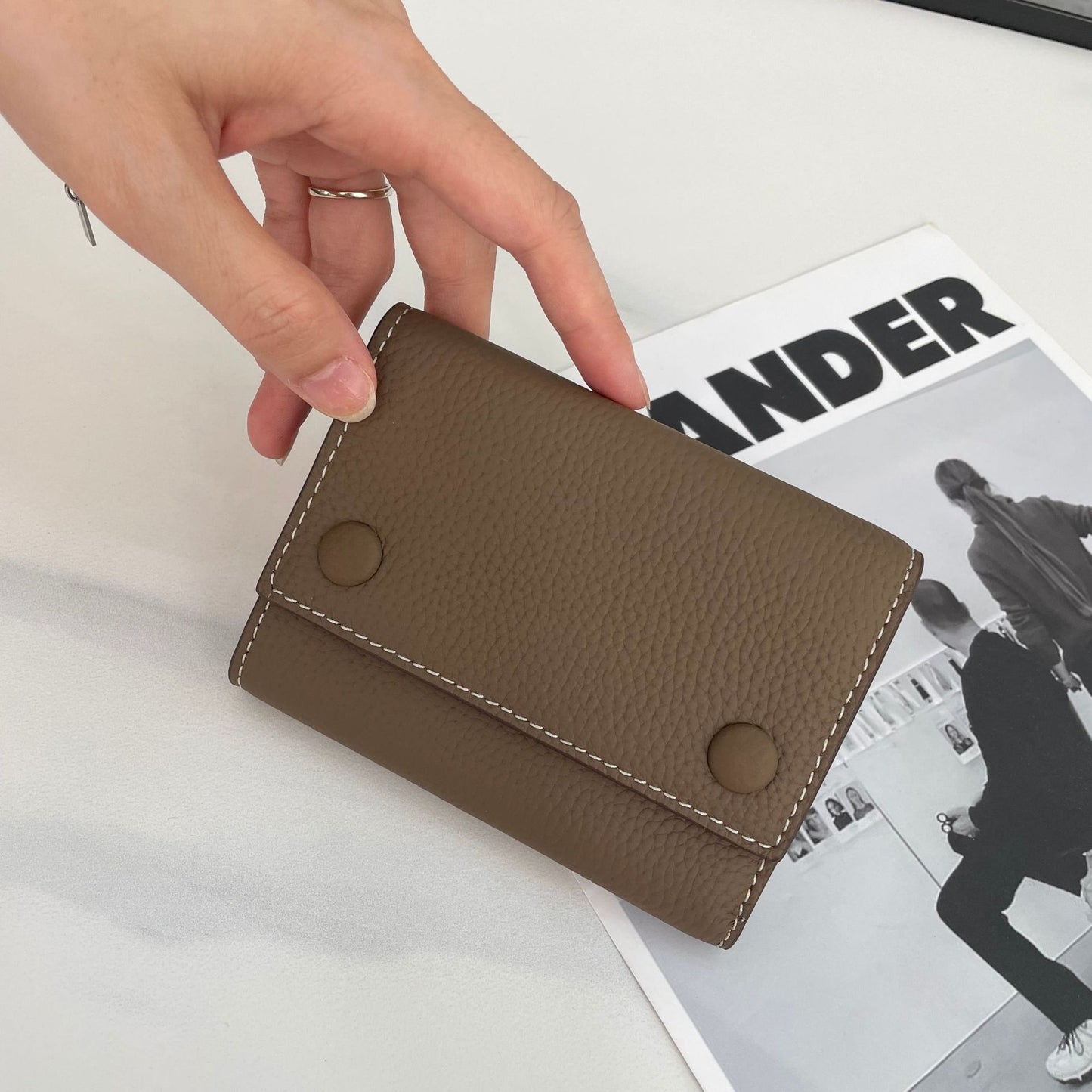 Women's Peas For Genuine Leather Contrast Color Ladies Wallets