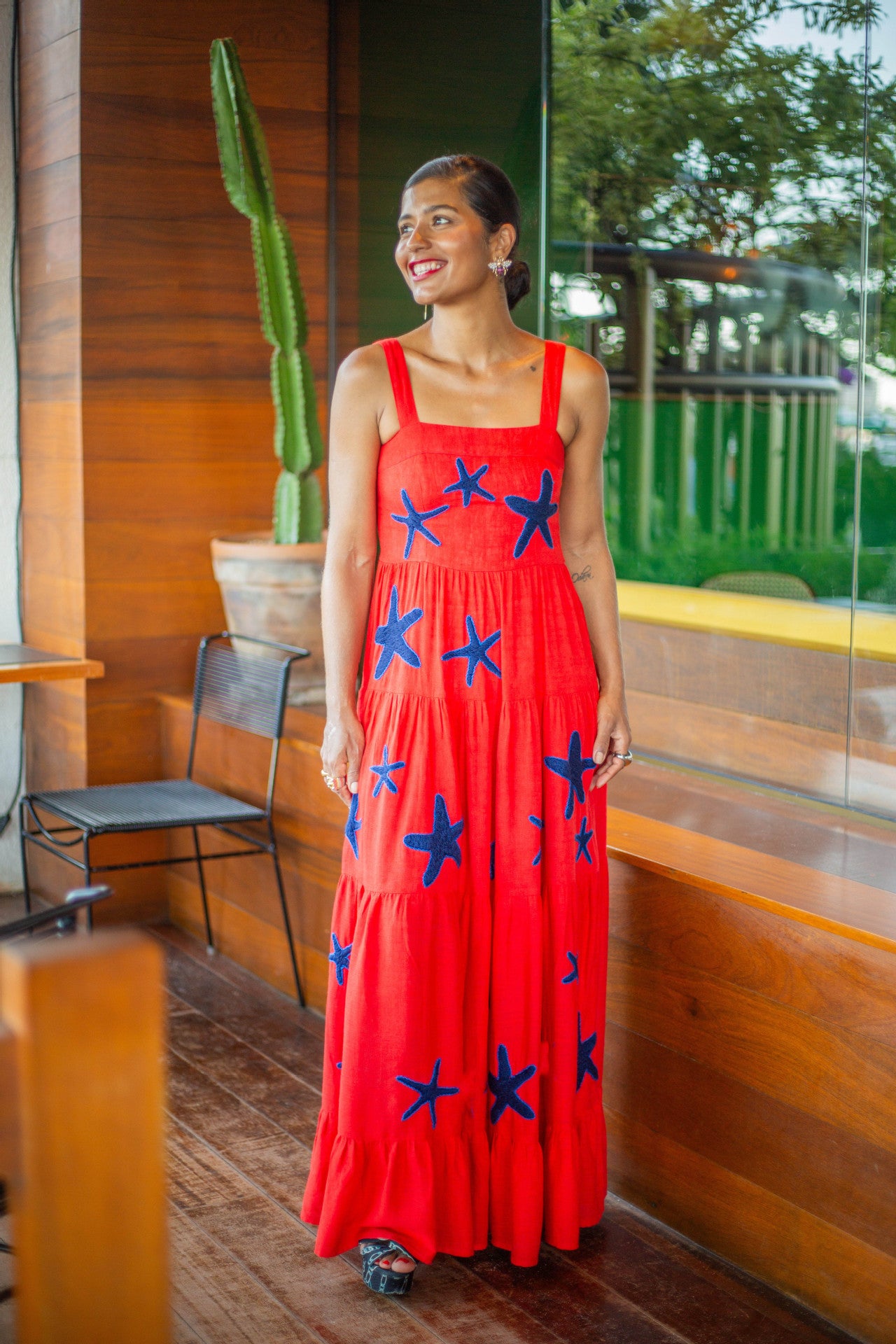 Women's Embroidered Pleated Puffy Sling Dress Beach Dresses