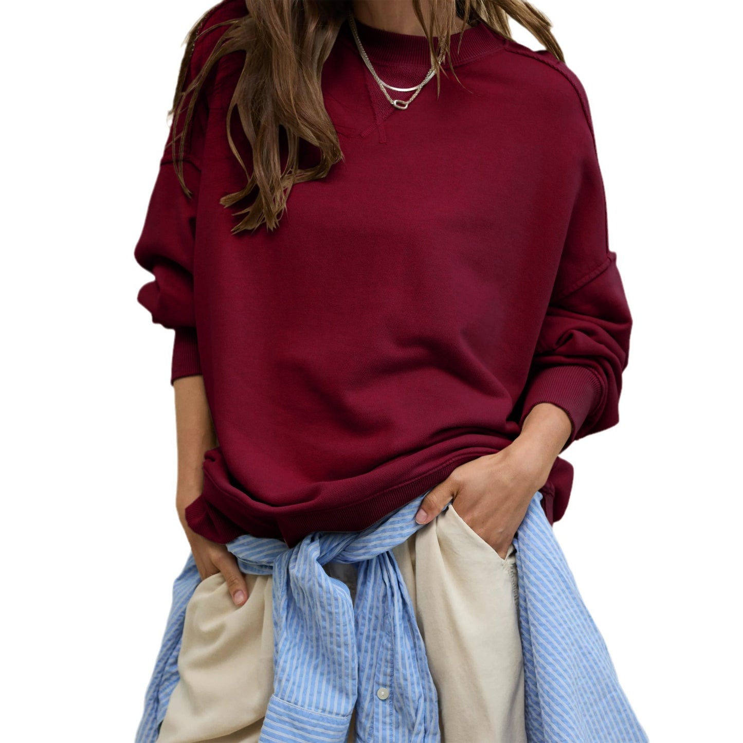 Women's Loose Casual Fashion Round Neck Commuting Sweaters