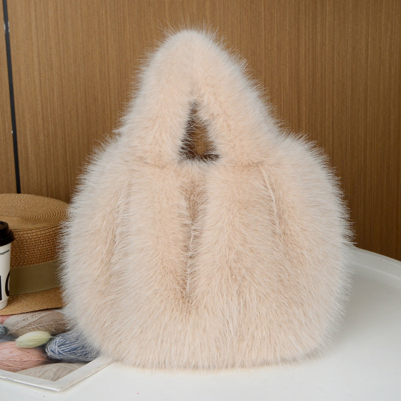 Fur Imitation Fox Plush Vegetable Basket Bags