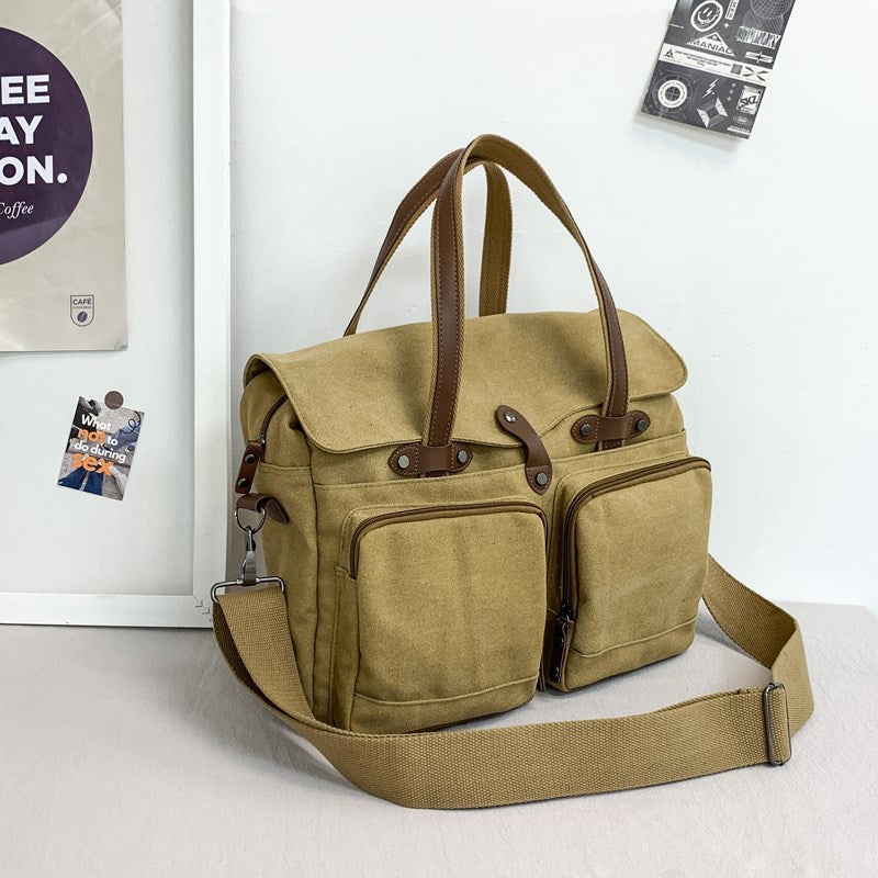 Men's Large Capacity Canvas College Style Trendy Men's Messenger Bags
