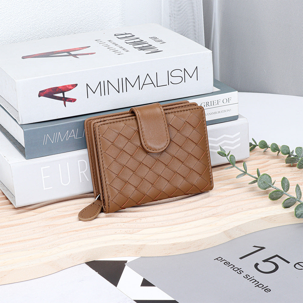 Leather Weave Unisex Multiple Slots One Ladies Wallets