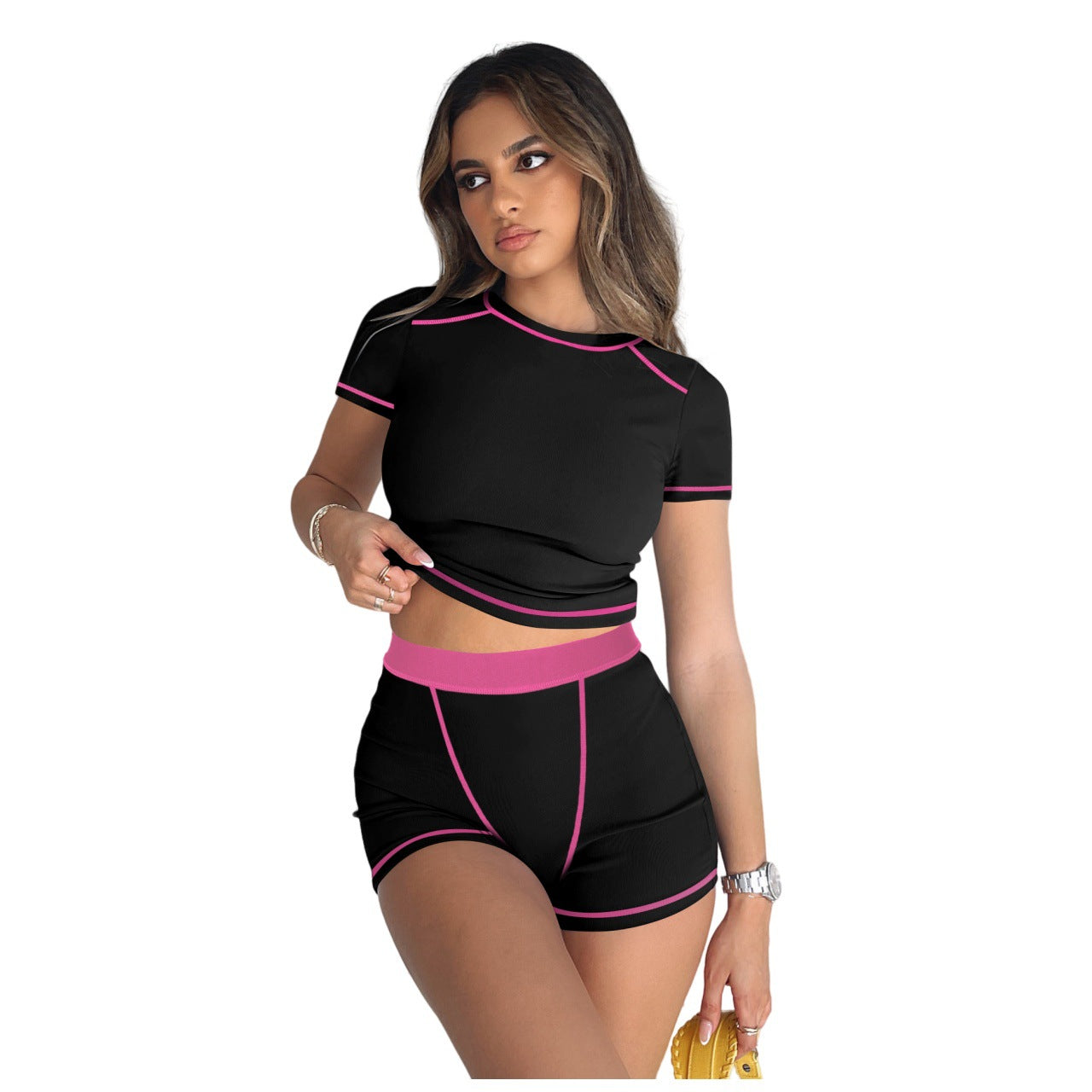 Women's Fashion Casual Thread Contrast Color Two-piece Suits