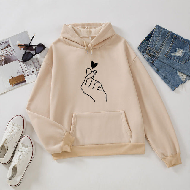Pretty Fleece-lined Hoodie Unisex Wear Loose Sweaters